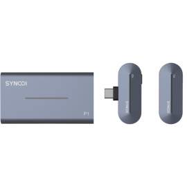 Synco P1T bezprzewodowy system mikrofonowy USB-C, 1 nadajnik, 1 odbiornik, grey-blue