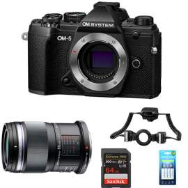 OM System aparat OM-5 + M.Zuiko Digital 60 mm + lampa STF8 + karta 64GB + baterie z ładowarką zestaw stomatologiczny