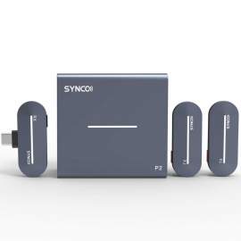 Synco P2T bezprzewodowy system mikrofonowy USB-C, 2 nadajniki, 1 odbiornik, grey-blue