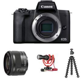 Canon EOS M50 Mark II + 15-45 mm f/3.5-6.3 + mikrofon + statyw + akcesoria 