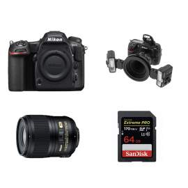 Nikon D500 + ob. 60 mm f/2.8G ED AF-S Micro + lampa SB-R1 + SDXC 64 GB Zestaw do fotografii stomatologicznej