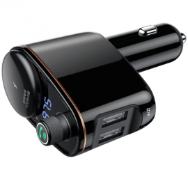 Baseus Transmiter FM do samochodu 2x USB, Bluetooth - czarny