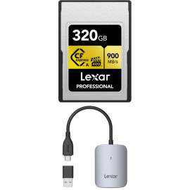 Lexar CFexpress Pro Gold 320GB Type A, VPG400, R900/W800 + czytnik (LRW515U) 3.2 Gen 2/USB-C