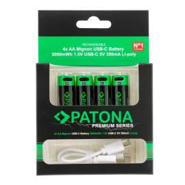 Patona Premium 4x Akumulatory AA z USB-C i kablem USB-C 2 do 1