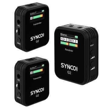 Synco G2A2 bezprzewodowy system mikrofonowy z ekranem 2.4GHz - 2odbiorniki