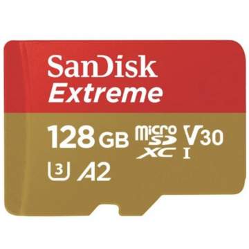 Sandisk microSDXC 128 GB Extreme Sport 190MB/s A2 C10 V30 UHS-I U3 + adapter