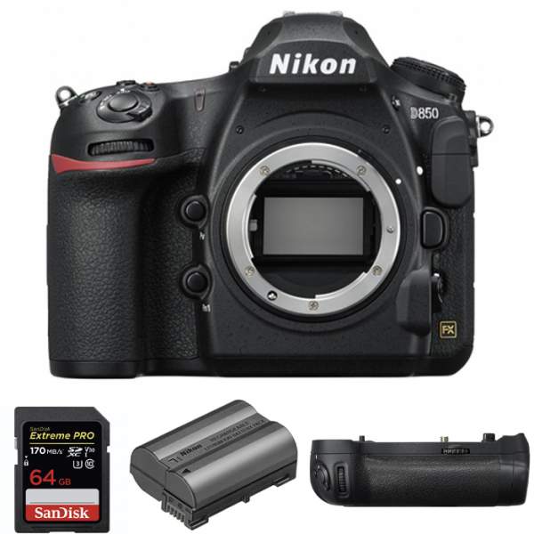 Lustrzanka Nikon NIKON D850 body + grip MB-D18 + bateria EN-EL15c + karta 64GB