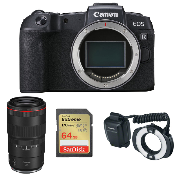 Aparat cyfrowy Canon EOS RP + RF 100 mm f/2.8 + akcesoria zestaw do fotografii w stomatologii 