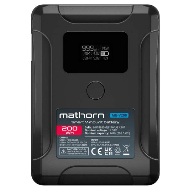 Akumulator Mathorn Bateria MB-V200 Smart 14000mAh PD65W OLED USB-C 200Wh V-mount