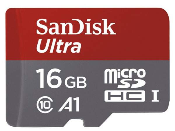 Karta pamięci Sandisk microSDHC 16 GB ULTRA 100MB/s C10, A1 + adapter SD + aplikacja Memory Zone Android