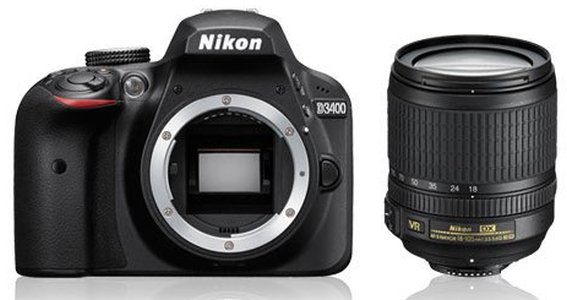 Lustrzanka Nikon D3400 + ob. 18-105 AF-S DX