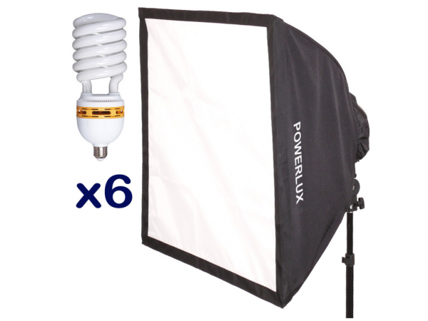 Lampa Funsports Z softboxem 6-świetlówkowym SQ-606 60x60cm + 6x świetlówka 30W