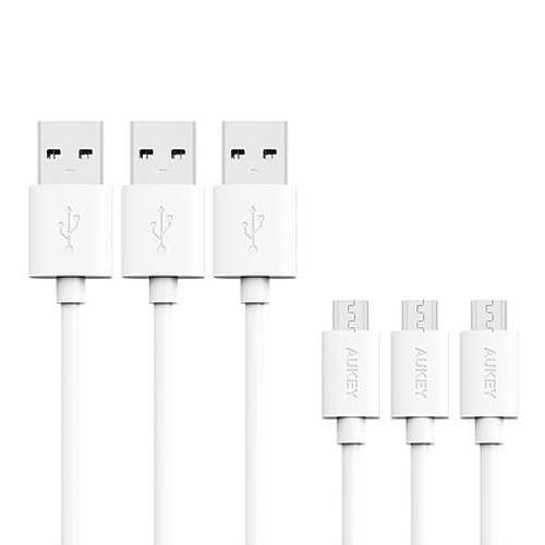 Aukey Zestaw kabli CB-D10 Quick Charge micro USB (3-pack) biały