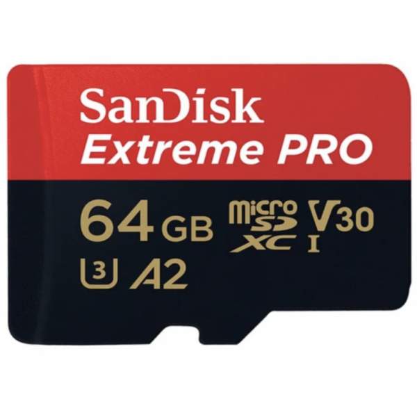 Karta pamięci Sandisk microSDXC 64 GB Extreme Pro 200MB/s A2 C10 V30 UHS-I U3 + adapter