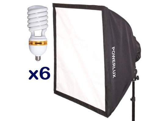 Lampa Funsports Z softboxem 6-świetlówkowym SQ-606 60x60cm + 6x świetlówka 85W
