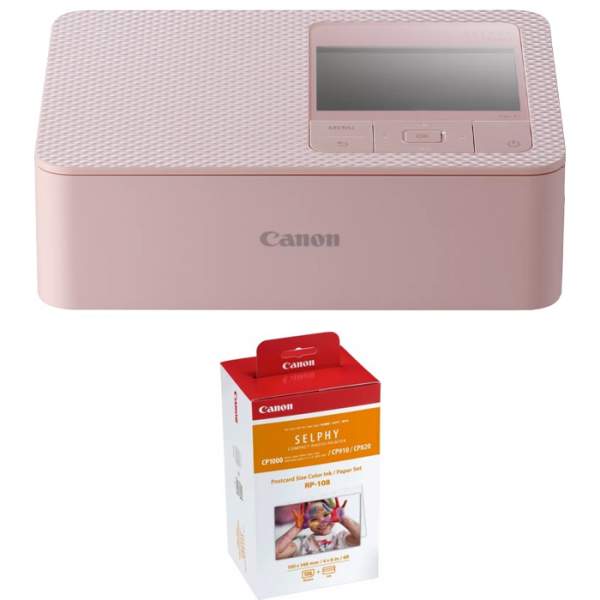 Drukarka termosublimacyjna Canon CP1500 WiFi różowa + papier RP-108        