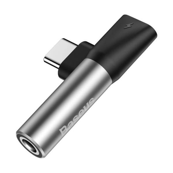 Baseus Adapter Audio Baseus L41 USB-C do Mini Jack 3.5mm + USB-C srebrny