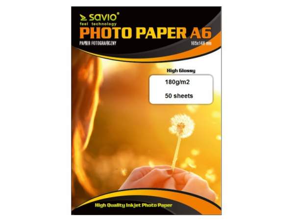 Papier SAVIO PA-04 A6 180g/m2 50 szt. błysk