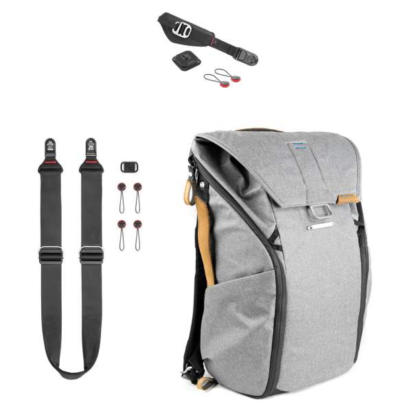 Plecak Peak Design Plecak Everyday Backpack 20L popielaty + Pasek Slide czarny + Pasek Clutch