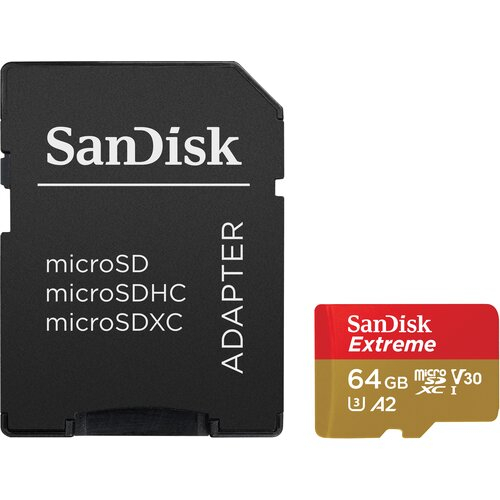 Karta pamięci Sandisk microSDXC 64 GB Extreme 170MB/s A2 C10 V30 UHS-I U3 + adapter