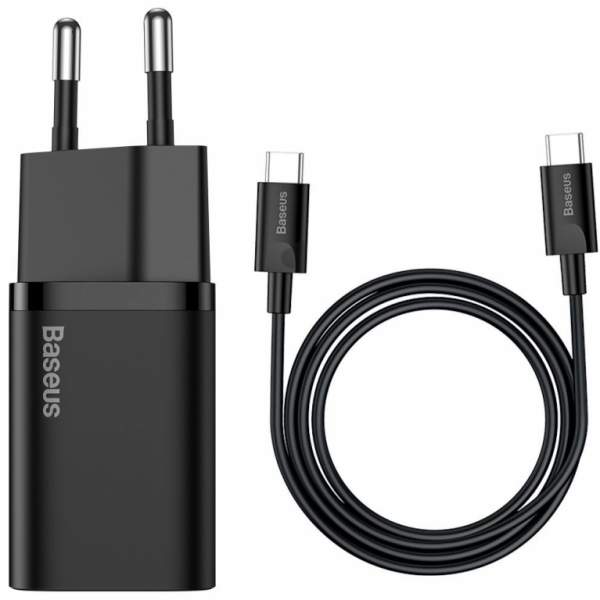 Ładowarka Baseus Super Si Quick Charger 1C 25W z przewodem USB-C do USB-C 1m (czarna)