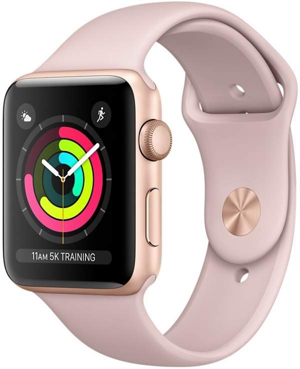 Apple Watch Series 3 GPS, 42mm, złoty z różowym sportowym paskiem