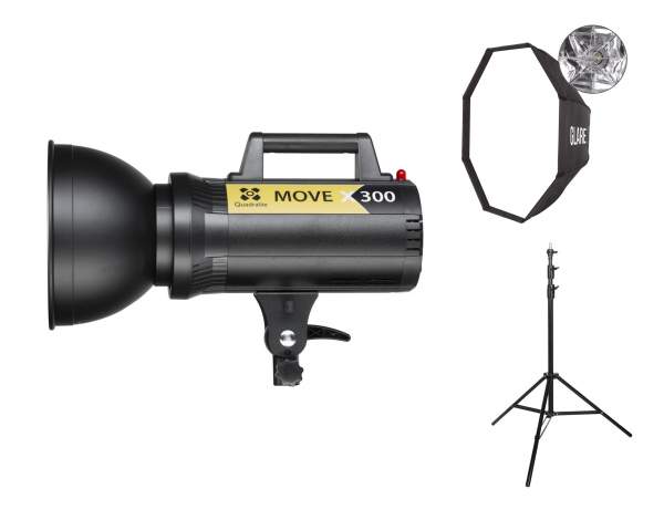 Lampa studyjna Quadralite Move X 300 + statyw + softbox