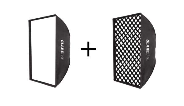 Softbox prostokątny GlareOne Strappo 60x90 cm + Grid X4 60x90 cm - mocowanie Bowens