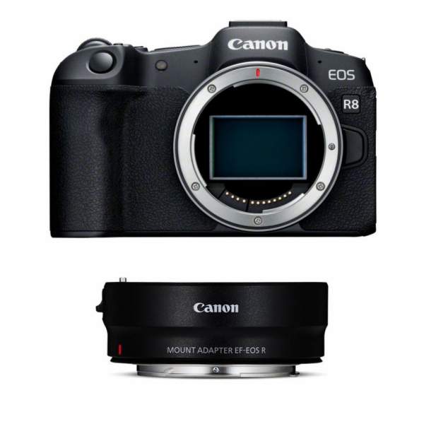 Aparat cyfrowy Canon EOS R8 + adapter Mount EF-EOS R 
