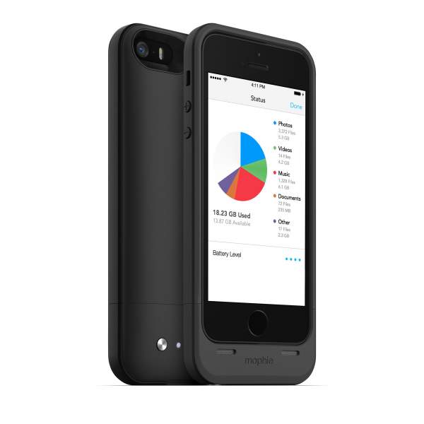 Mophie Space Pack 32 GB - etui z baterią 1700 mAh i wbudowaną pamięcią do iPhone 5/5s/SE (czarne)