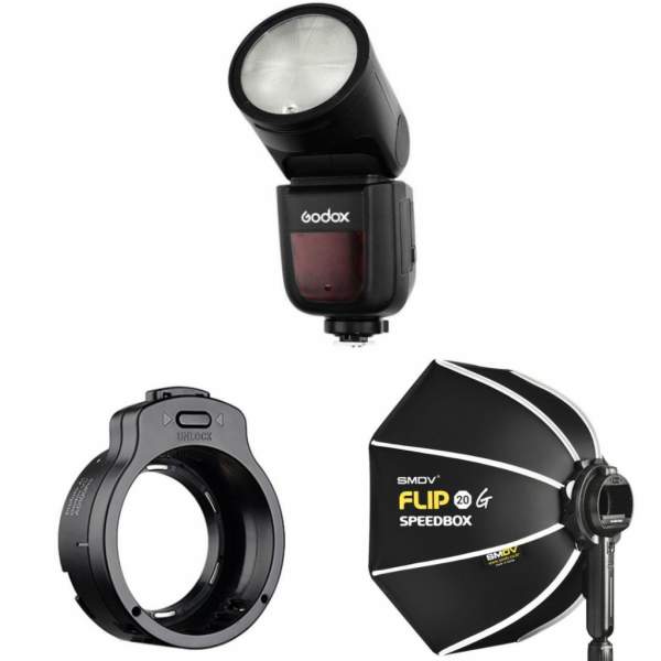 Lampa błyskowa Godox Zestaw V1 + Speedbox Flip20G dla Canon