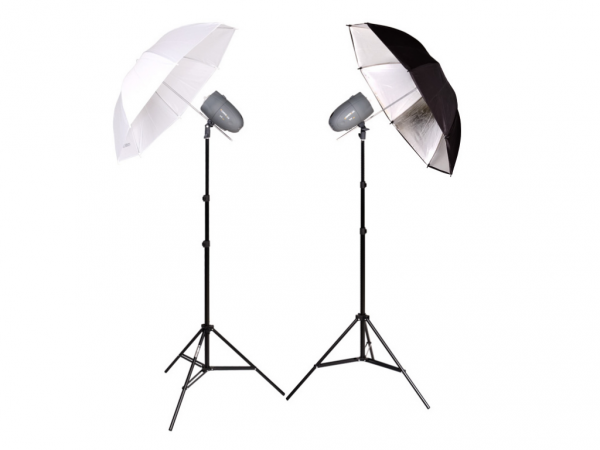 Zestaw lamp studyjnych Funsports Powerlux 2x lampa VT-300 + 2x statywy + 2x parasolki