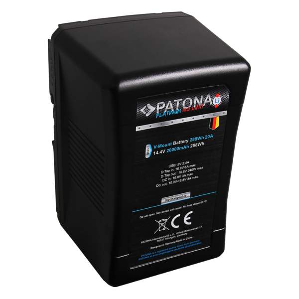 Akumulator Patona Platinium 288Wh V-Mount, 14.4V, 20A, D-TAP, DC, USB-A URSA / RED / ARRI (OUT) [1338]