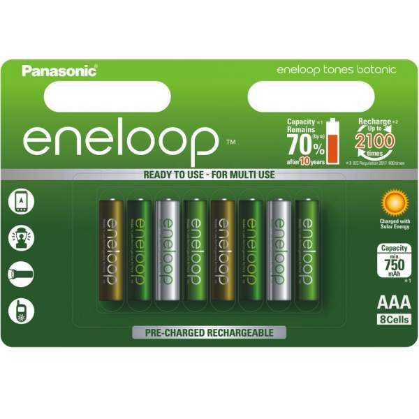 Akumulatory Panasonic Eneloop Botanic AAA 750 mAh 2100 cykli 8szt. - edycja limitowana