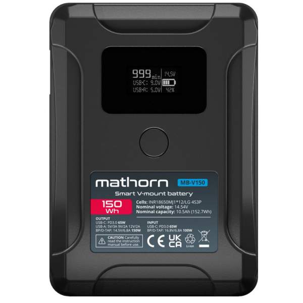 Akumulator Mathorn Bateria MB-V150 Smart 10500mAh PD65W OLED USB-C 150Wh V-mount