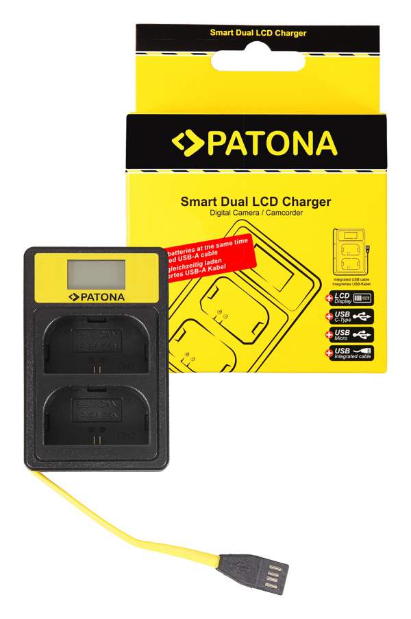 Ładowarka Patona USB  Smart Dual LCD do Canon LP-E6 