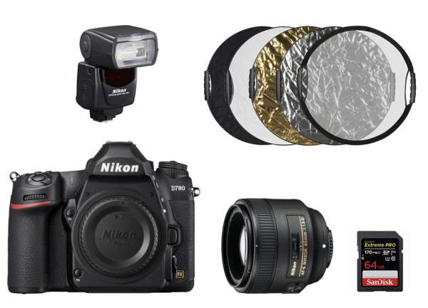 Lustrzanka Nikon D780 + ob.85mm f/1.8G + lampa SB-700 + karta 64GB + blenda - zestaw do fotografii portretowej