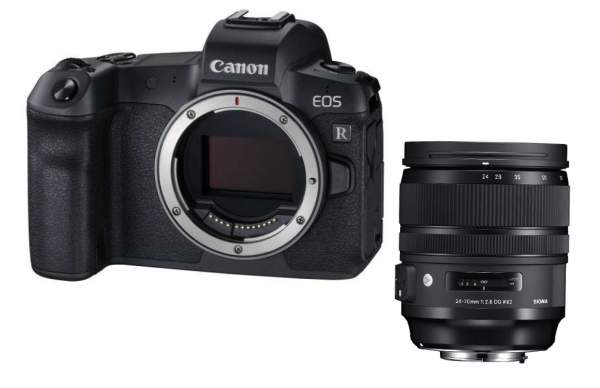 Aparat cyfrowy Canon EOS R + Sigma 24-70 mm f/2.8 DG OS HSM + adapter EF-EOS R + Cashback przy zakupie z wybranym obiektywem Canon!