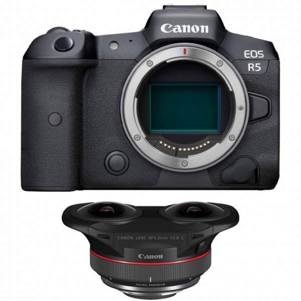 Aparat cyfrowy Canon EOS R5 body + RF 5.2 mm f/2.8 dual fisheye 
