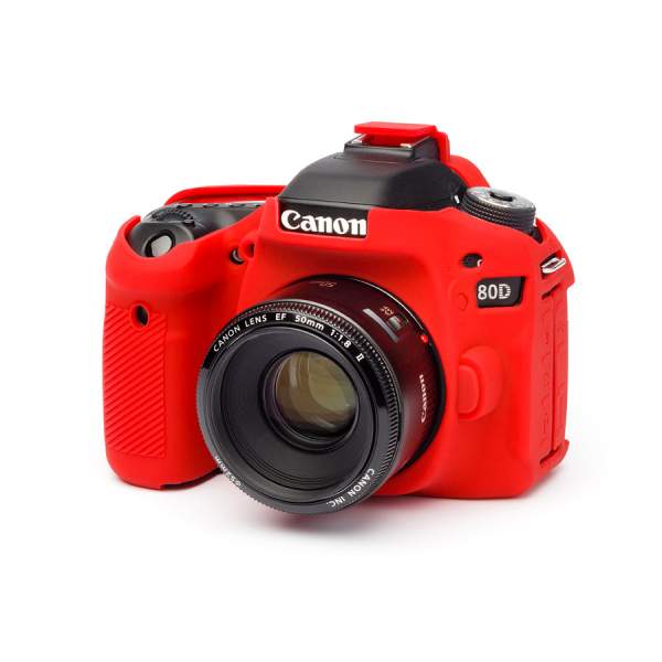 Zbroja EasyCover osłona gumowa dla Canon 80D czerwona