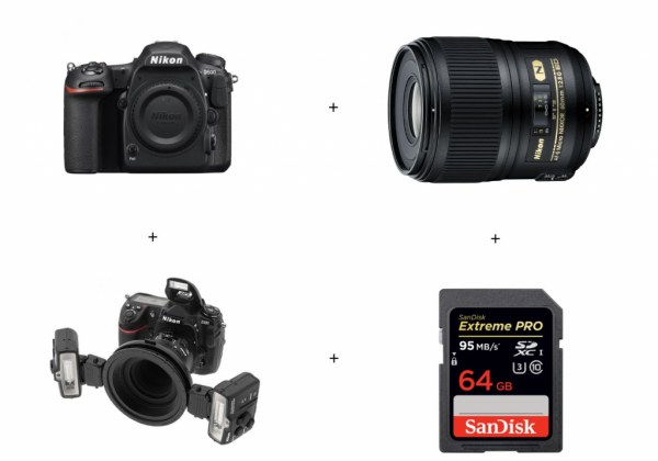 Lustrzanka Nikon D500 + Nikkor 60 mm f/2.8G ED AF-S Micro + lampa SB-R1 makro + SDXC 64 GB EXTREME PRO 95MB/s (Zestaw stomatologiczny)