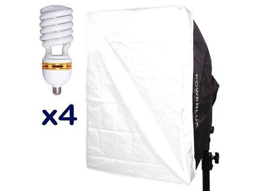 Lampa Funsports z softboxem 4-świetlówkowym Powerlux RC-574 50x70 cm + 4x świetlówka 85W 6500K