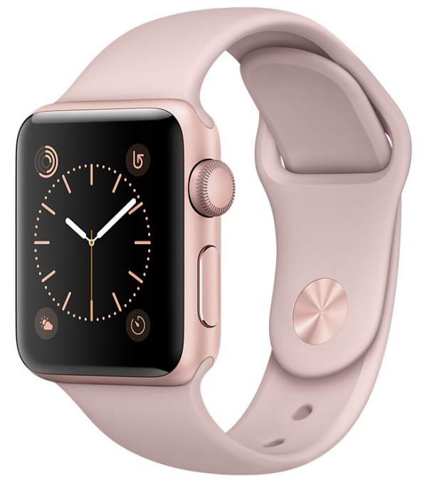 Apple Watch Series 2 38mm aluminium w kolorze różowego złota z paskiem sportowym w kolorze piaskowego różu