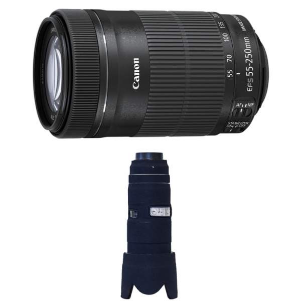 Obiektyw Canon zestaw 55-250 mm f/4-f/5.6 EF-S IS STM + osłona LensCoat czarny