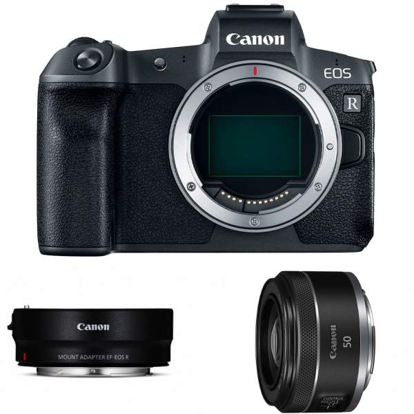 Aparat cyfrowy Canon EOS R body + adapter EF-EOS R + RF 50 F 1.8 STM
