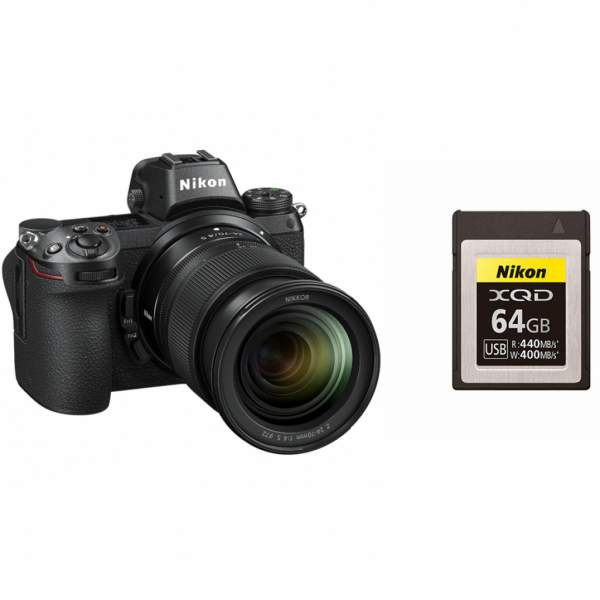 Aparat cyfrowy Nikon Z7 + ob. 24-70 mm + adapter + karta Nikon XQD 64GB 