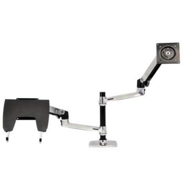 Ergotron LX Dual Stacking Arm uchwyt biurkowy na dwa monitory lub monitor i  laptop polerowane aluminium