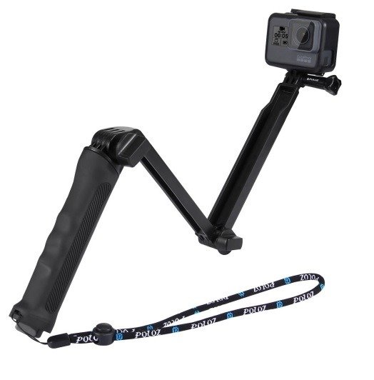 Puluz Składany kijek Selfie Stick/Tripod  do kamer sportowych PU202 czarny