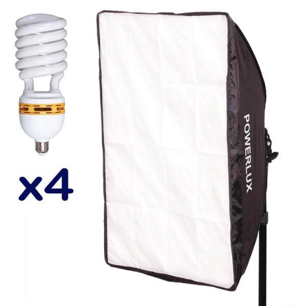Lampa Powerlux RC-464 z softboxem 40x60 cm + 4x85 W 3000K