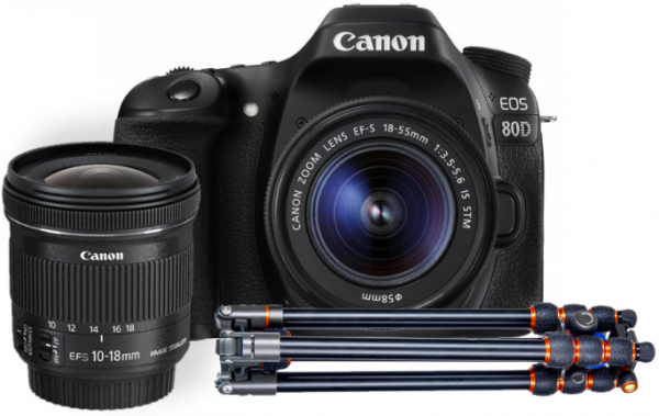 Lustrzanka Canon EOS 80D + ob. 18-55 IS STM + ob. 10-18 + 3LT Punks Travis - zestaw dla blogera